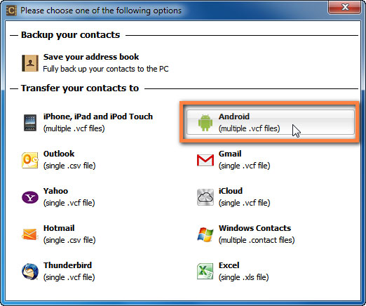 transfer contacts from iPhone to android using copyTrans contacts